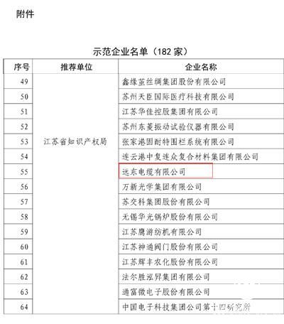 創新發展結碩果，遠東電纜獲評“國家知識產權示范企業”