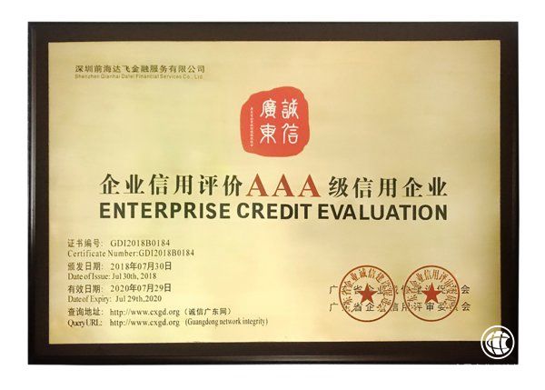 以信立企 即有集團獲權威機構評定為“AAA級信用企業”