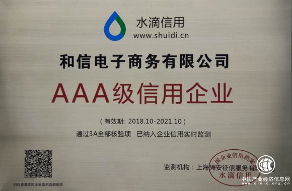和信貸榮獲AAA級信用企業評級