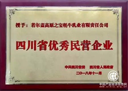 高原之寶榮獲“四川省優秀民營企業”稱號