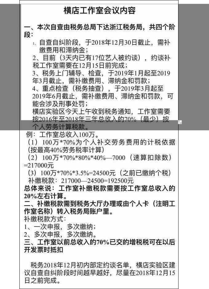 補稅通知來了17位藝人被約談 偷逃稅嚴重地區稅務部門或被問責