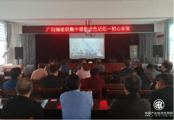 河南省方城縣廣陽鎮組織干部黨員集中觀看紅色記憶--《初心永恒》黨教專題片