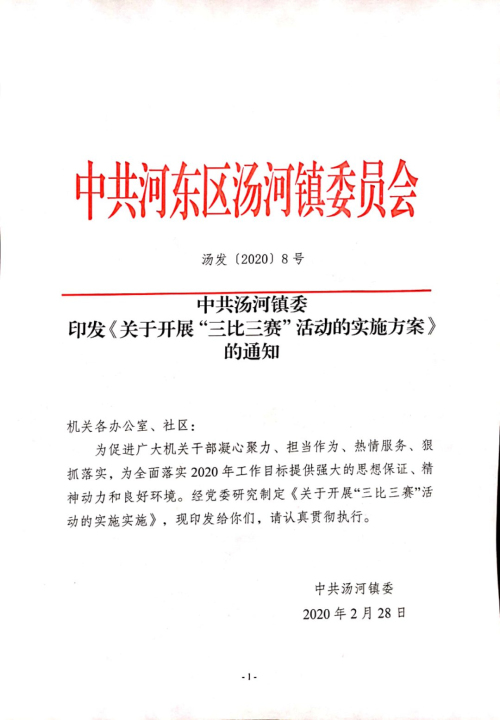 比出動力 賽出成效 河東區湯河鎮開展“三比三賽”活動