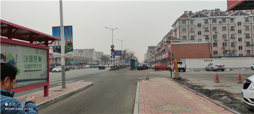 青島萊西市南京路“蛛網落地”天空一片清朗