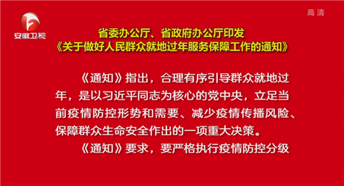 省委辦公廳、省政府辦公廳印發《關于做好人民群眾就地過年服務保障工作的通知》