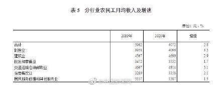 國家統計局：農民工月均收入4072元