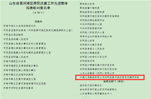 精益建造 完美履約|中建三局獲山東省黃河灘區居民遷建工作先進集體榮譽