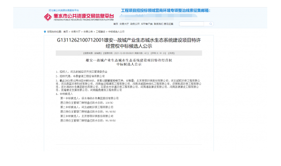 深水海納成功中標河北省雄安—故城產業生態城水生態系統建設項目