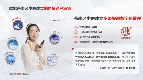 用友YonSuite前后端一體化數智賦能，有化妝品的地方就有老中醫
