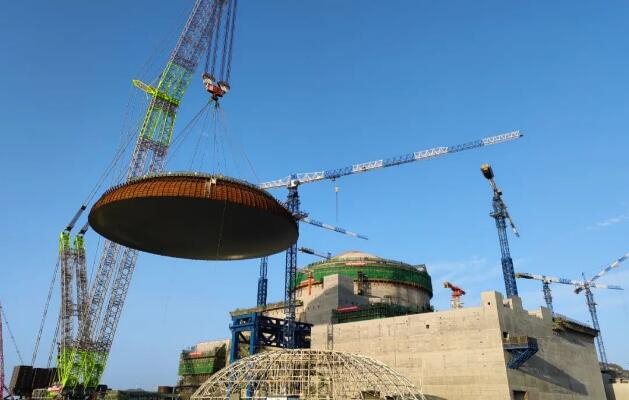 華龍一號漳州核電1號機組外穹頂吊裝成功