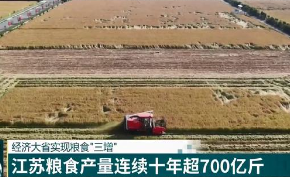 江蘇省糧食產量連續十年超700億斤