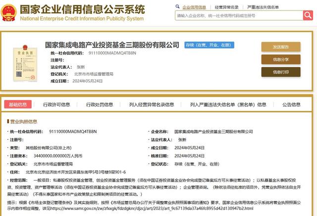 國家大基金三期成立 財政部等共同發起