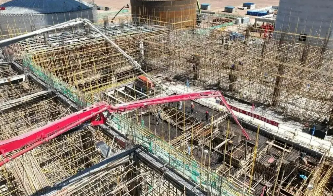 中能建哈密“光熱儲”一體化項目汽輪機基礎完成澆筑