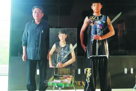 油畫家畫菏澤：武術氛圍濃，城美人更美